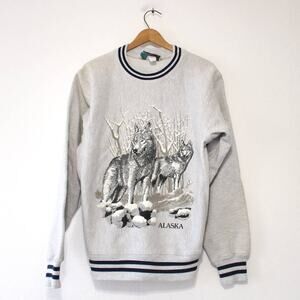 Vintage Alaska Wolf Sweatshirt Large